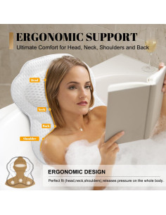 Almohada de Baño de Lujo Idle Hippo con Ventosas Antideslizantes 2