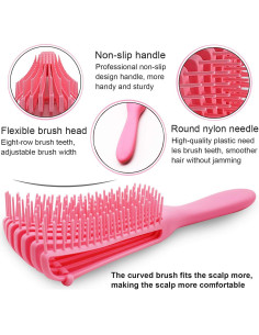 Juego de Cepillos Desenredantes EZ 5 Piezas Rosa y Negro 2