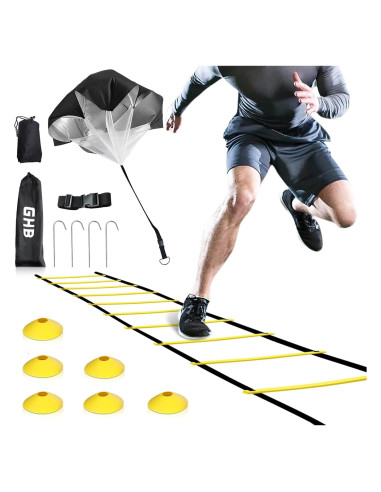 Escalera de Agilidad GHB 12 Peldaños 6.1m con Conos y Paracaídas