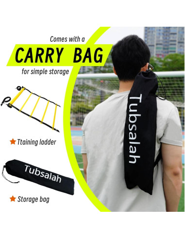 Escalera de Agilidad Ajustable Tubsalah 6m con Bolsa - Entrenamiento Fútbol y Baloncesto