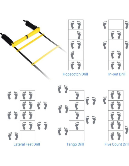 Escalera de Agilidad GHB 12 Peldaños 6.1m con Conos y Paracaídas