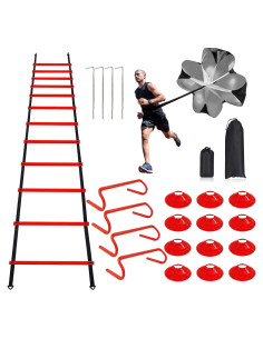 Equipo de Entrenamiento de Agilidad YEXEXINM - Escalera 6.1m, 12 Conos, 4 Vallas