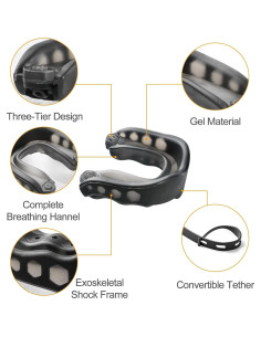 Protector Bucal Fútbol FOUUA 2 Pack Ajustable Negro 2