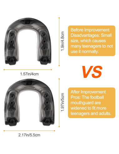 Protector Bucal Fútbol FOUUA 2 Pack Ajustable Negro