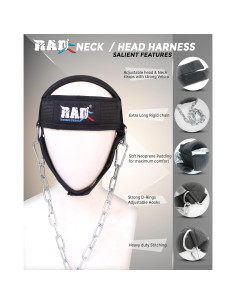 ARN Arnés para Cuello Ajustable con Neopreno y Cadena - Negro 2