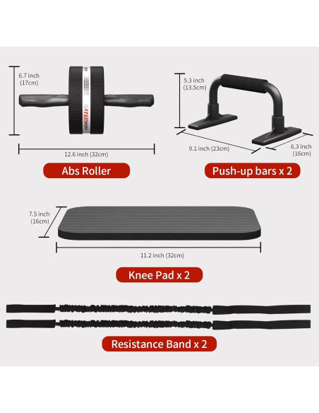 Kit de Rueda Abdominal EnterSports 6 en 1 con Bandas y Almohadilla