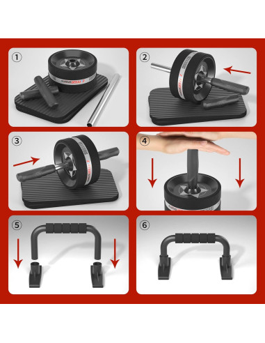 Kit de Rueda Abdominal EnterSports 6 en 1 con Bandas y Almohadilla