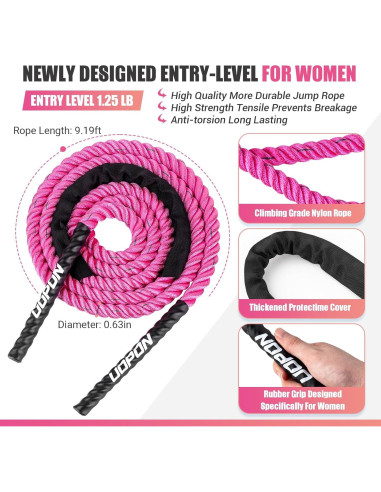 Cuerda de Salto Pesada UOPON 1.25 lbs Rosa para Mujeres