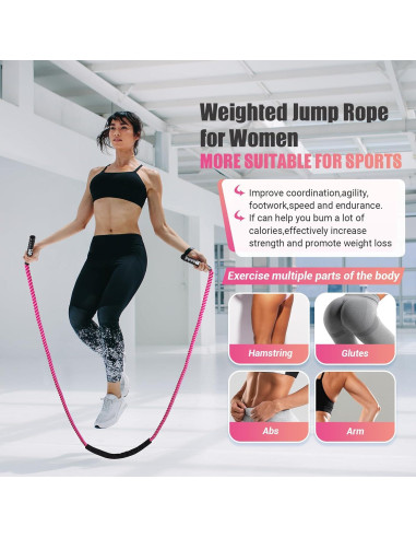 Cuerda de Salto Pesada UOPON 1.25 lbs Rosa para Mujeres
