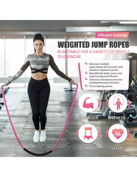 Cuerda de Salto Pesada UOPON 1.25 lbs Rosa para Mujeres
