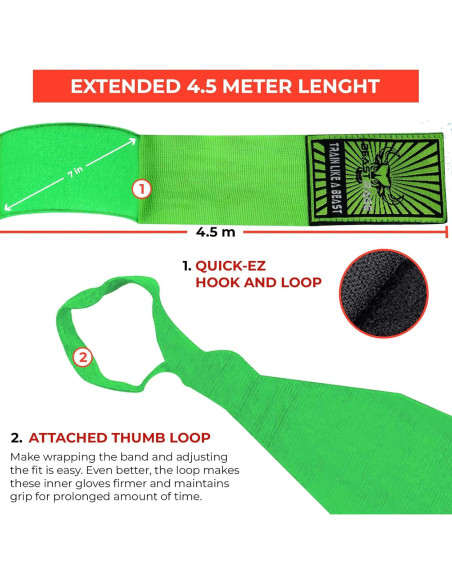 Envolturas de Mano BEAST RAGE 4.5m Semi-Elásticas para Boxeo