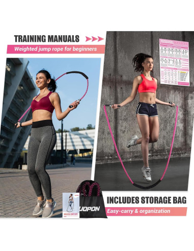 Cuerda de Salto Pesada UOPON 1.25 lbs Rosa para Mujeres