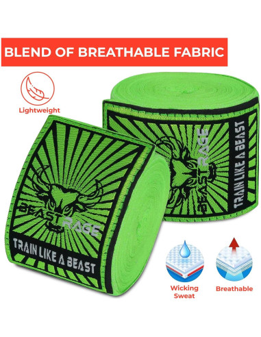 Envolturas de Mano BEAST RAGE 4.5m Semi-Elásticas para Boxeo