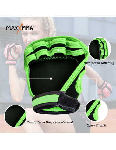 Guantes con peso ajustable MaxxMMA 0.91 kg para aeróbicos