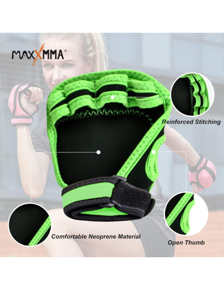Guantes con peso ajustable MaxxMMA 0.91 kg para aeróbicos