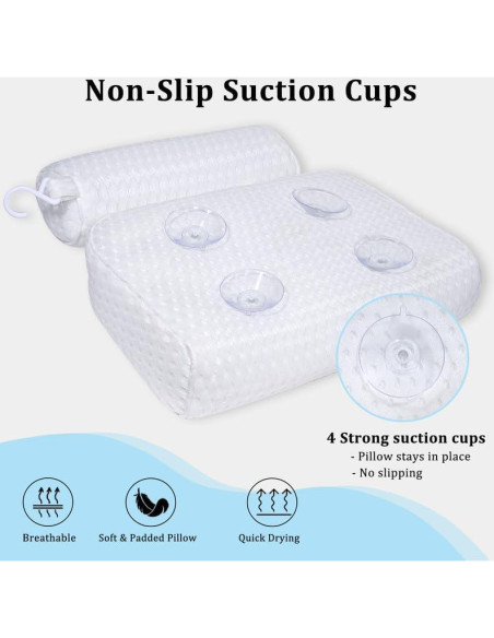 Almohada de Baño Fitheaven con Ventosas Antideslizantes 35x26cm