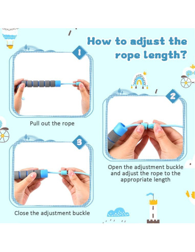 Cuerda de saltar ajustable flintronic 260 cm para niños