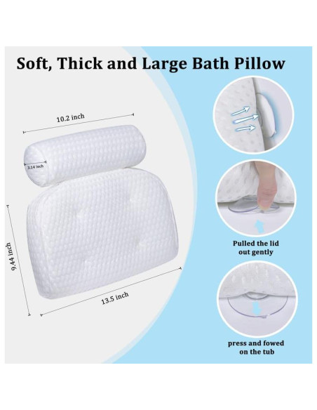 Almohada de Baño Fitheaven con Ventosas Antideslizantes 35x26cm