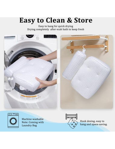 Almohada de Baño Fitheaven con Ventosas Antideslizantes 35x26cm