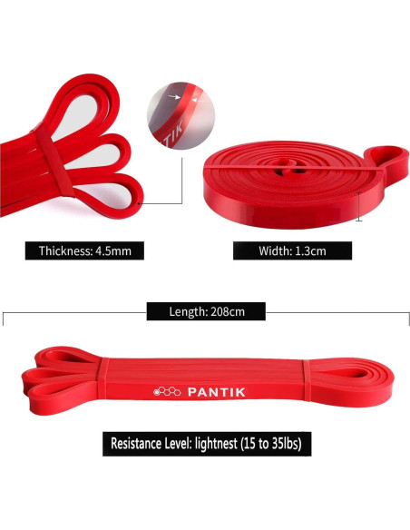 Banda de Resistencia PANTIK Roja 15-35 kg para Ejercicio