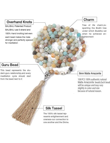 Collar de Meditación Mala 108 BALIBALI con Amazonita Natural