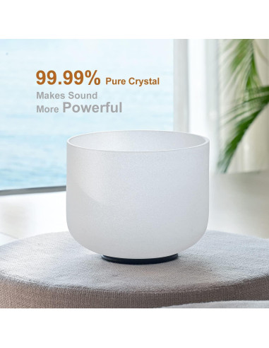 Bowl de Canto de Cuarzo Frosted 20.32 cm Nota D 432Hz CVNC
