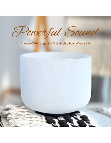Bowl de Canto de Cuarzo Frosted 20.32 cm Nota D 432Hz CVNC