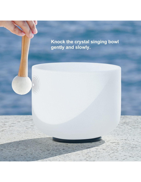 Bowl de Canto de Cuarzo Frosted 20.32 cm Nota D 432Hz CVNC