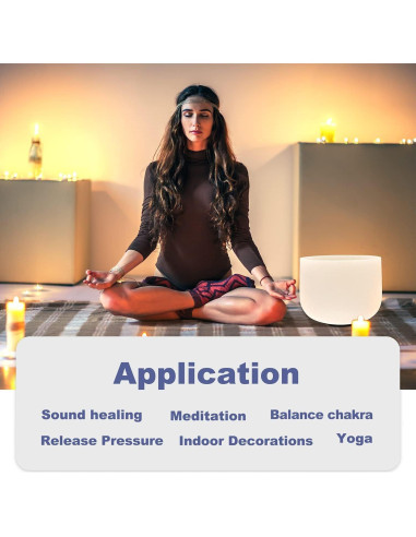 Bowl de Canto de Cuarzo Frosted 20.32 cm Nota D 432Hz CVNC