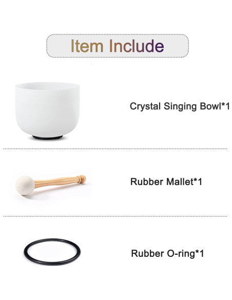 Bowl de Canto de Cuarzo Frosted 20.32 cm Nota D 432Hz CVNC