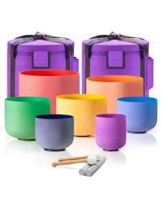 Juego de 7 Tazones de Cuarzo 15-30 cm CVNC para Meditación