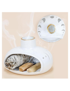 Soporte de Incienso ZenBless 3 en 1 Cerámica Fase Lunar 13.5cm