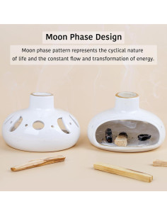 Soporte de Incienso ZenBless 3 en 1 Cerámica Fase Lunar 13.5cm 2
