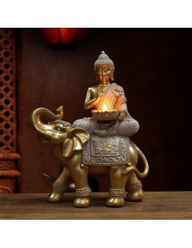 Estatua de Buda Dorada para Decoración Zen 22.5x10.5x29.2cm
