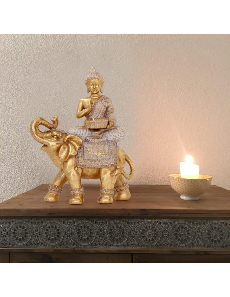 Estatua de Buda Dorada para Decoración Zen 22.5x10.5x29.2cm