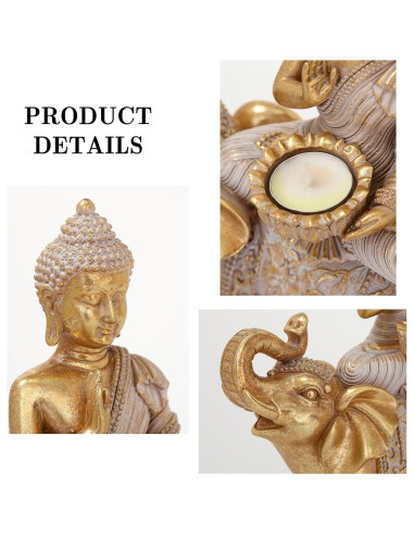 Estatua de Buda Dorada para Decoración Zen 22.5x10.5x29.2cm