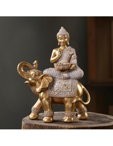 Estatua de Buda Dorada para Decoración Zen 22.5x10.5x29.2cm