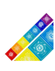 Bandera de Oración Tibetana Chakra 100% Algodón 23x1cm