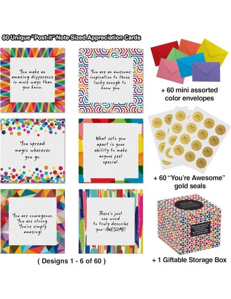 60 Tarjetas Inspiracionales Dessie con Sobres y Sellos Eres Asombroso