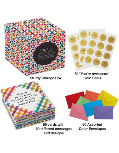 60 Tarjetas Inspiracionales Dessie con Sobres y Sellos Eres Asombroso