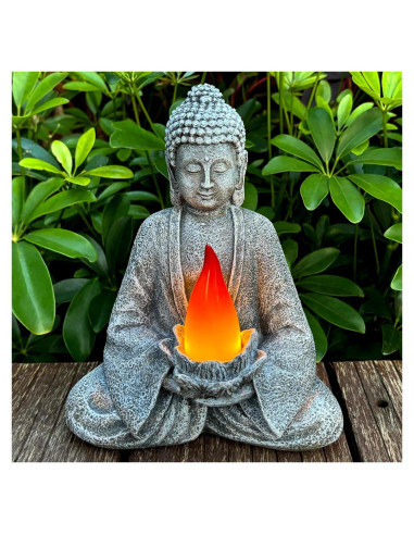 Estatua de Buda Meditador Solar con Luz LED - Decoración de Jardín