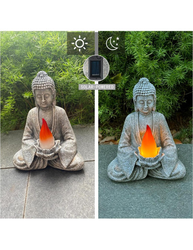 Estatua de Buda Meditador Solar con Luz LED - Decoración de Jardín