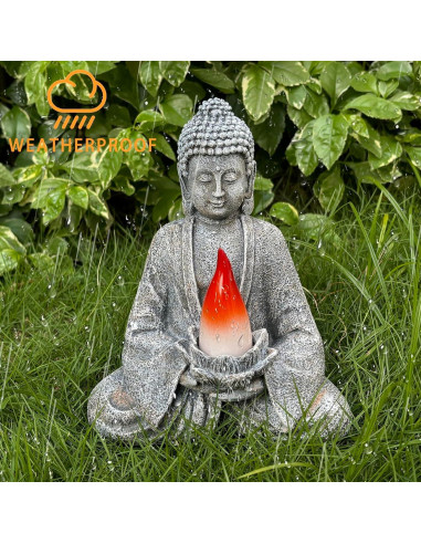 Estatua de Buda Meditador Solar con Luz LED - Decoración de Jardín