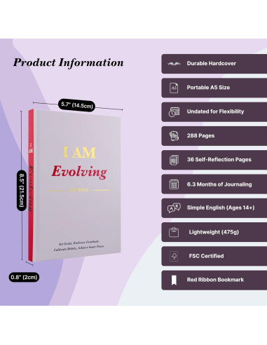 Diario de Gratitud iAmEvolving A5 Lavanda - Desarrollo Personal