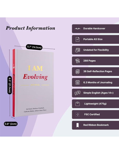 Diario de Gratitud iAmEvolving A5 Lavanda - Desarrollo Personal