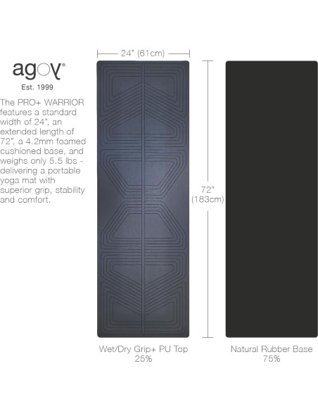 Alfombrilla de Yoga Antideslizante agoy Pro+ Guerrero 183x61cm