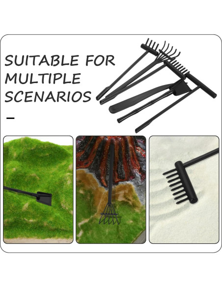 Kit 6 Pcs Rastrillos de Jardín Zen Negro STOBOK - Accesorios Decorativos