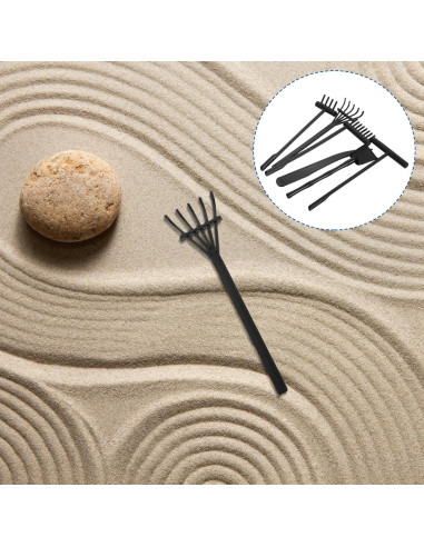 Kit 6 Pcs Rastrillos de Jardín Zen Negro STOBOK - Accesorios Decorativos