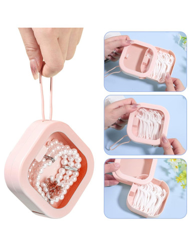 Organizador de Gomas para el Cabello Prudiut 2 Piezas Rosa y Blanco