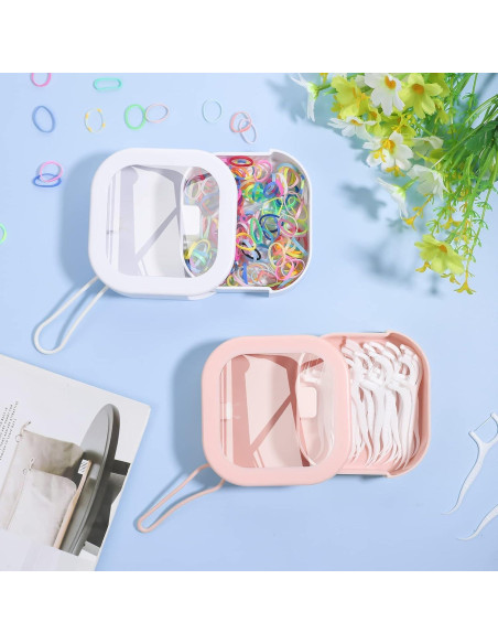 Organizador de Gomas para el Cabello Prudiut 2 Piezas Rosa y Blanco